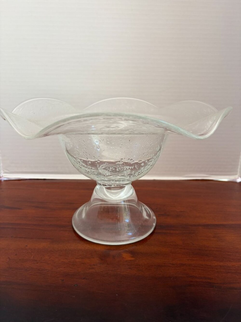 Southern Living at Home 13" Clear Glass, Bubble Scalloped Edge Bowl